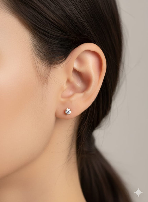 Gold Square Stud Earrings